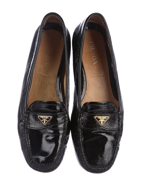 prada patent leather loafers women's